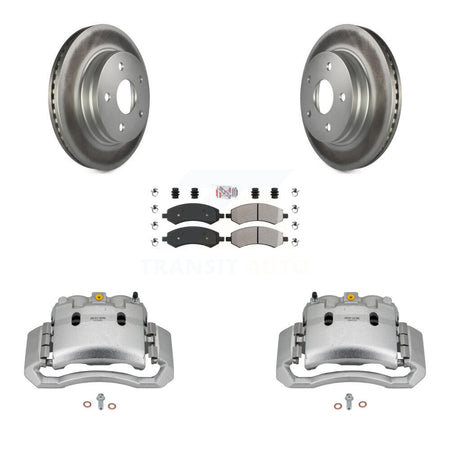 Front Disc Brake Caliper Coated Rotors And Semi-Metallic Pads Kit For Dodge Ram 1500 KCG-100074N