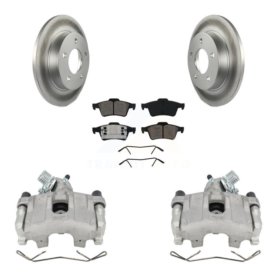 Rear Disc Brake Caliper Coat Rotors And Semi-Metallic Pad Kit For 2004-2005 Mazda 3 2.0L KCG-100075S