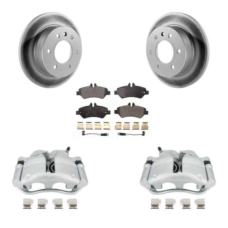 Rear Disc Brake Caliper Coated Rotors And Ceramic Pads Kit For Sprinter 3500 Dodge Freightliner KCG-100075T by Transit Auto