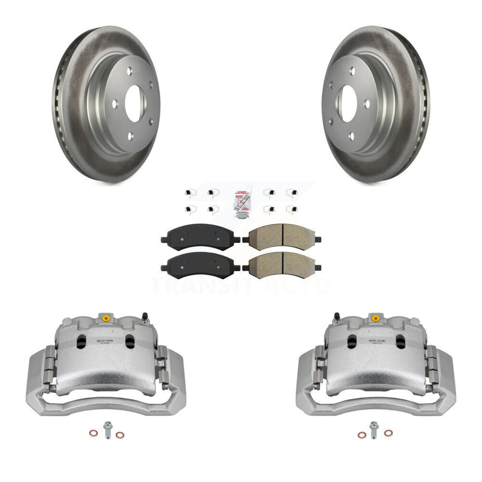 Front Disc Brake Caliper Coated Rotors And Semi-Metallic Pads Kit For Dodge Ram 1500 KCG-100076N