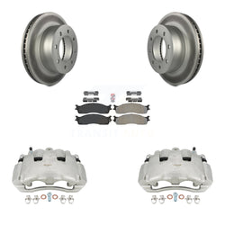 Front Disc Brake Caliper Coated Rotors And Semi-Metallic Pads Kit For 2006 Dodge Ram 1500 Standard Cab Pickup Crew With 8 Lug Wheels KCG-100077N