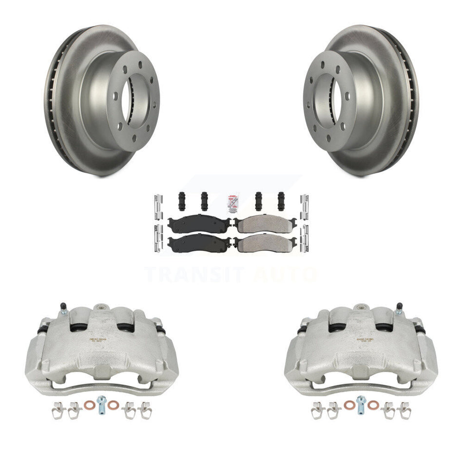 Front Disc Brake Caliper Coated Rotors And Semi-Metallic Pads Kit For 2006 Dodge Ram 1500 Standard Cab Pickup Crew With 8 Lug Wheels KCG-100078N