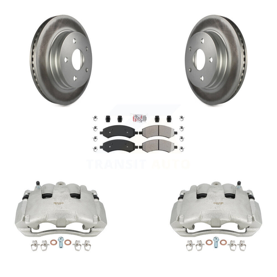 Front Disc Brake Caliper Coated Rotors And Semi-Metallic Pads Kit For Dodge Ram 1500 KCG-100079N by Transit Auto