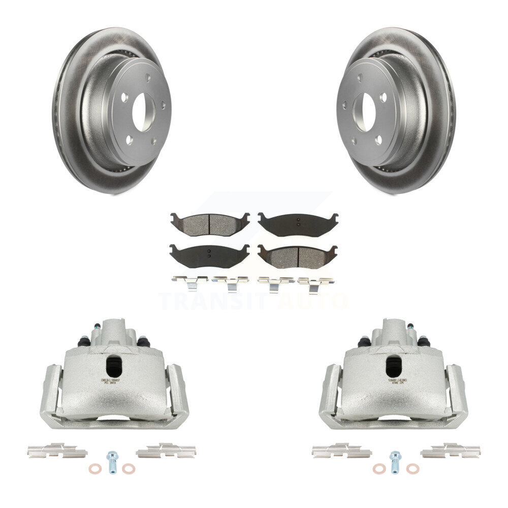 Rear Brake Caliper Coat Rotor & Semi-Metallic Pad Kit For Ram 1500 Classic Dodge Durango KCG-100079S
