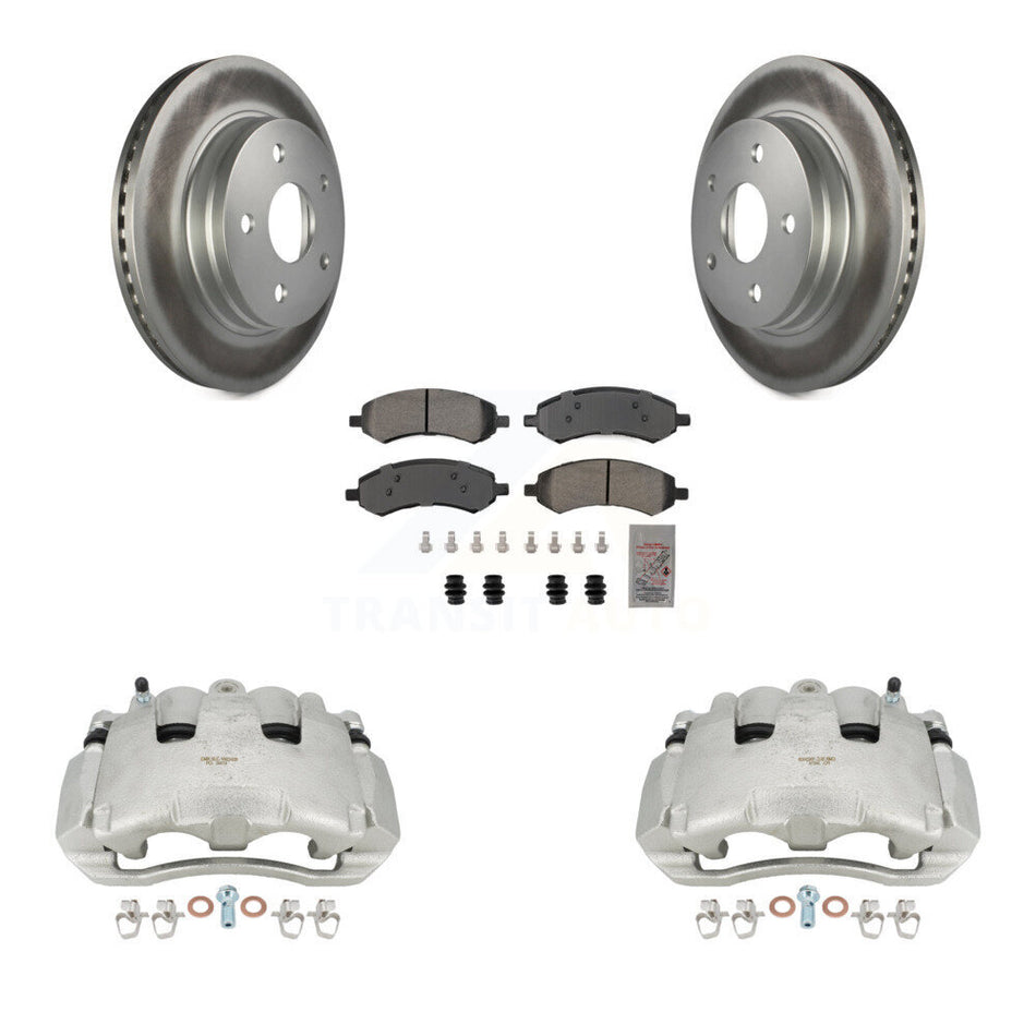 Front Disc Brake Caliper Coated Rotors And Semi-Metallic Pads Kit For Dodge Ram 1500 KCG-100080N
