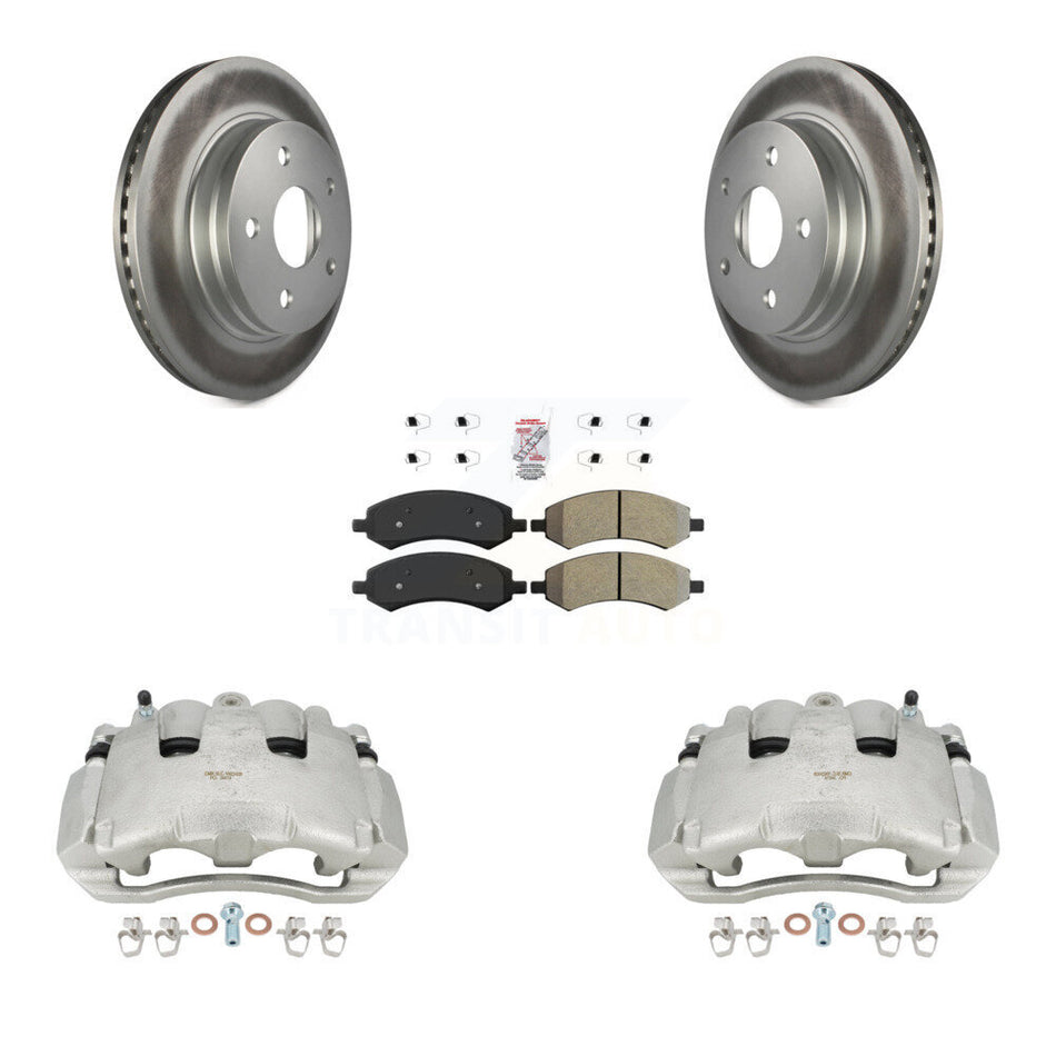 Front Disc Brake Caliper Coated Rotors And Semi-Metallic Pads Kit For Dodge Ram 1500 KCG-100081N