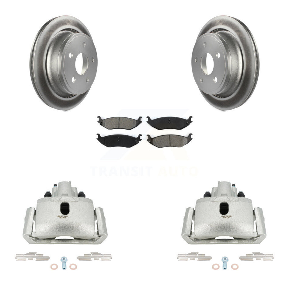 Rear Disc Brake Caliper Coated Rotors And Semi-Metallic Pads Kit For Dodge Ram 1500 KCG-100081S