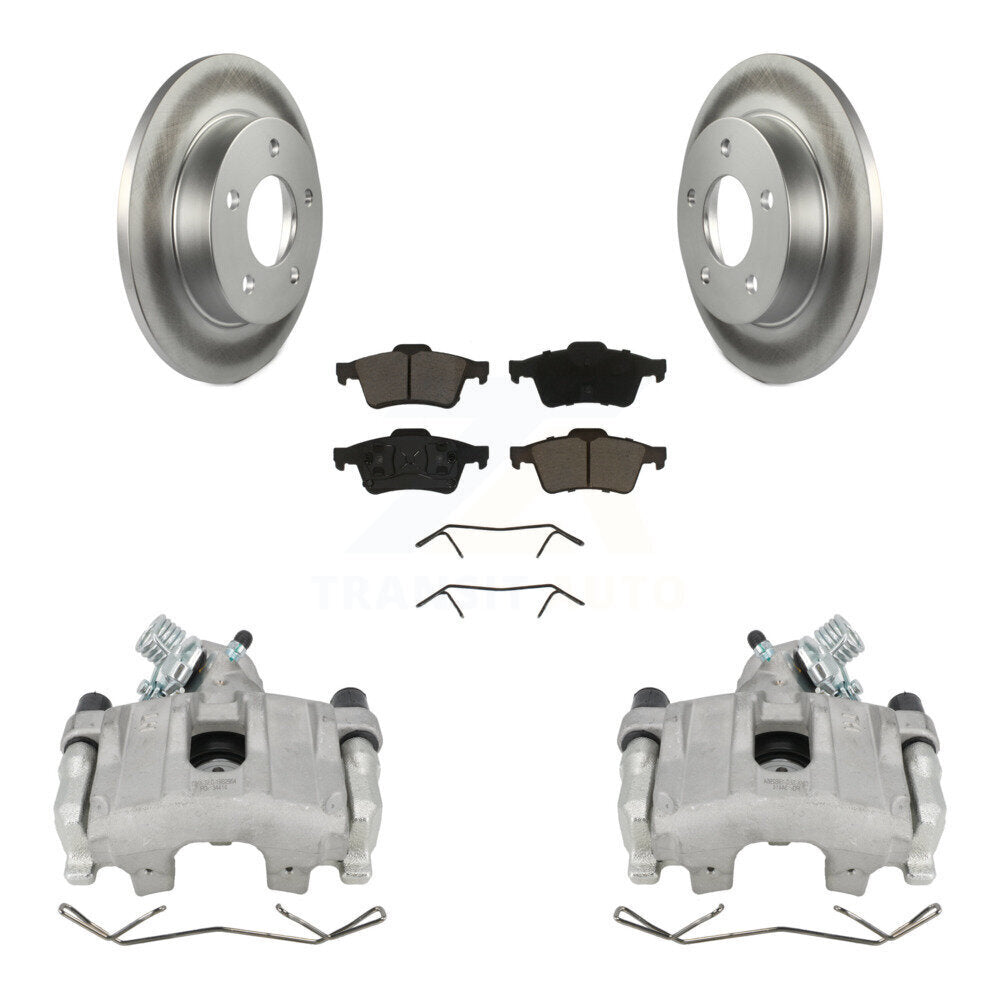 Rear Disc Brake Caliper Coated Rotors And Ceramic Pads Kit For 2004-2005 Mazda 3 2.0L KCG-100082C