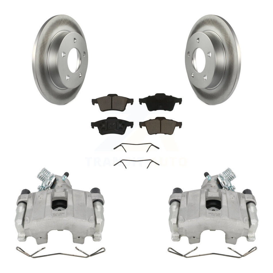 Rear Disc Brake Caliper Coated Rotors And Ceramic Pads Kit For 2004-2005 Mazda 3 2.0L KCG-100082C