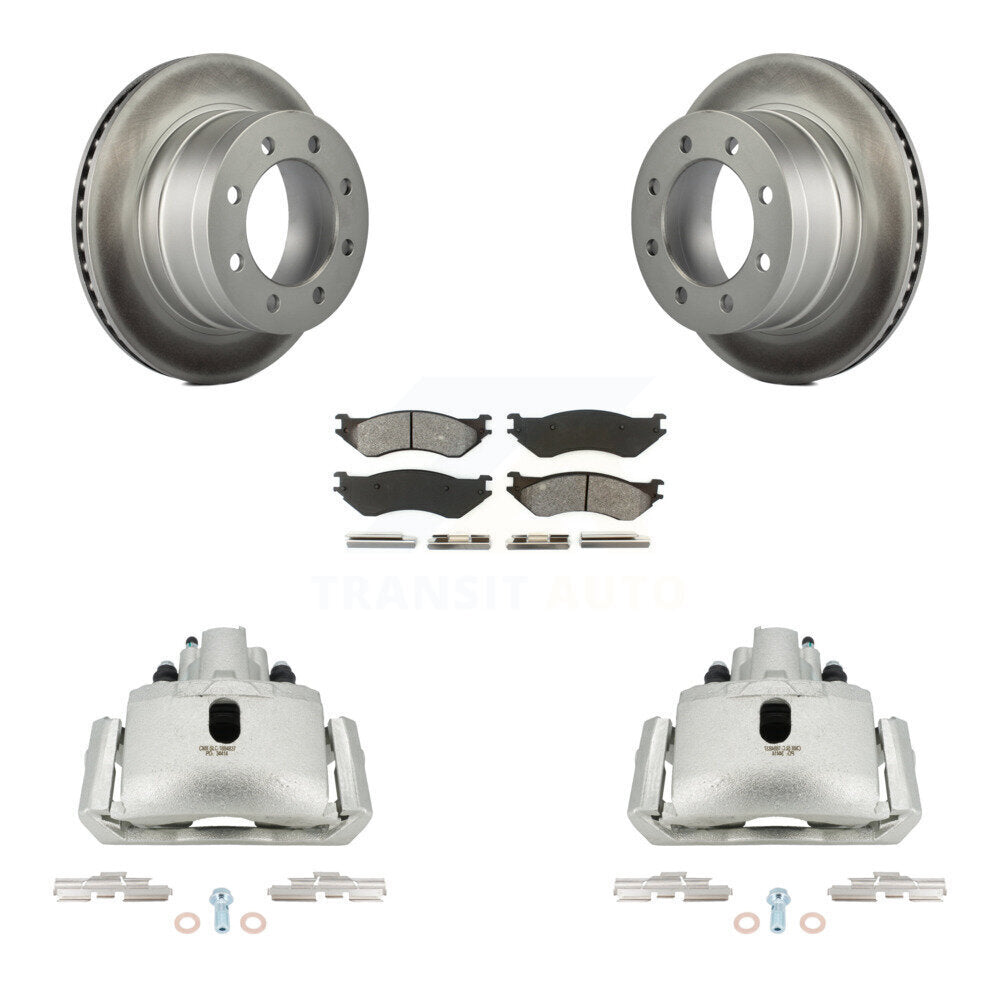 Rear Brake Caliper Coat Rotor Semi-Metallic Pad Kit For Dodge Ram 1500 With 8 Lug Wheels KCG-100082S