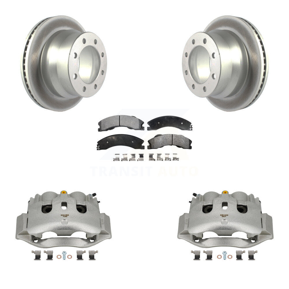 Rear Brake Caliper Coat Rotor Ceramic Pad Kit For GMC Savana 3500 Chevrolet Express 4500 KCG-100083T