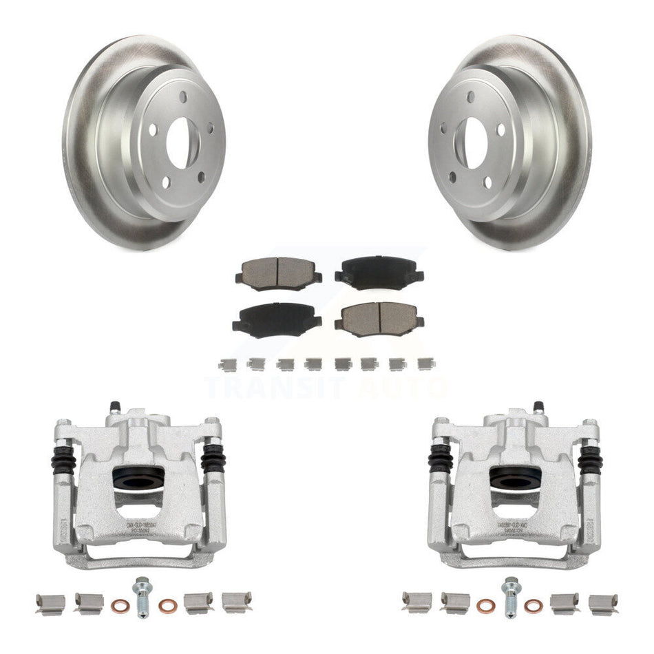 Rear Disc Brake Caliper Coated Rotors And Ceramic Pads Kit For Jeep Wrangler JK KCG-100084C