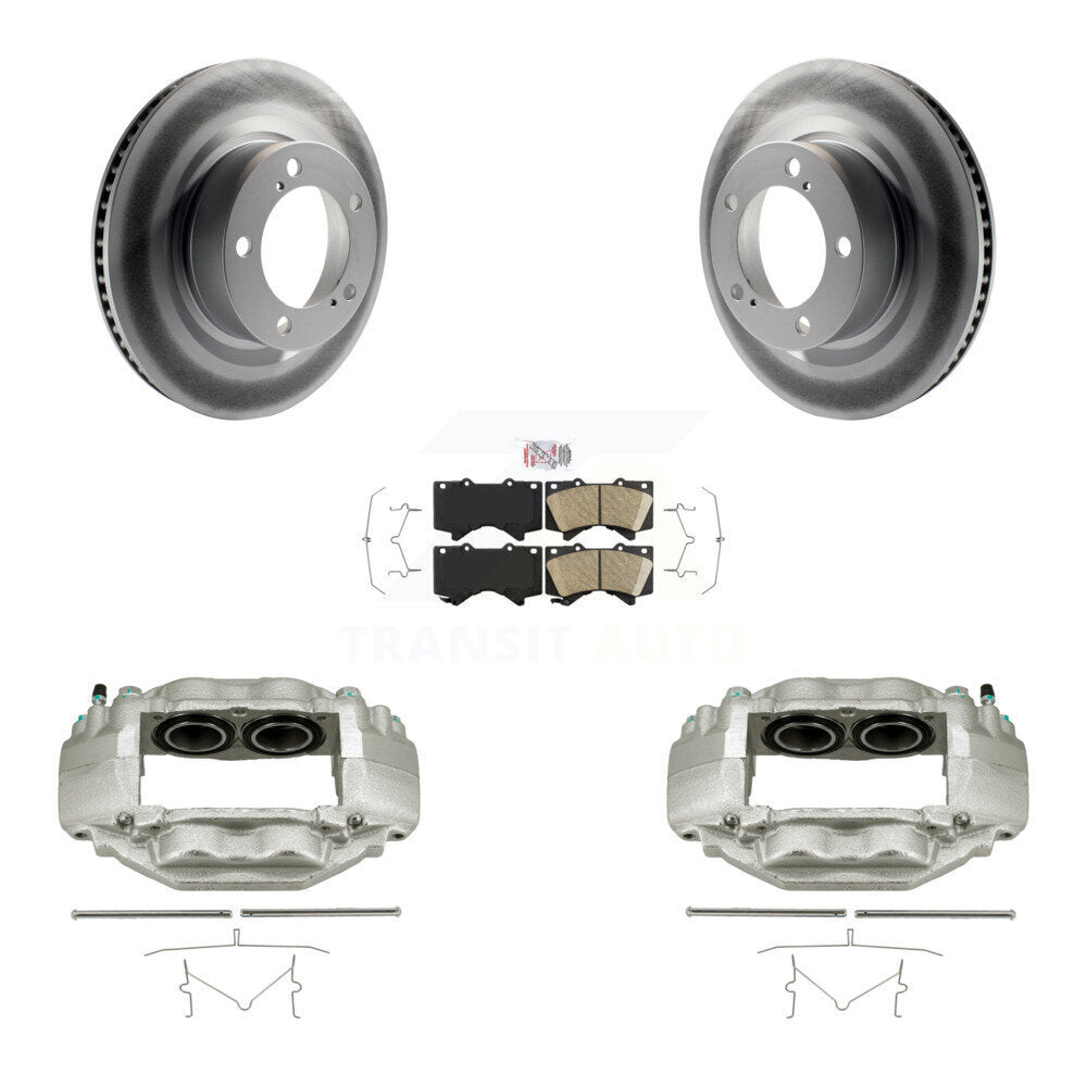 Front Disc Brake Caliper Coated Rotors And Ceramic Pads Kit For Toyota Tundra Sequoia KCG-100084N