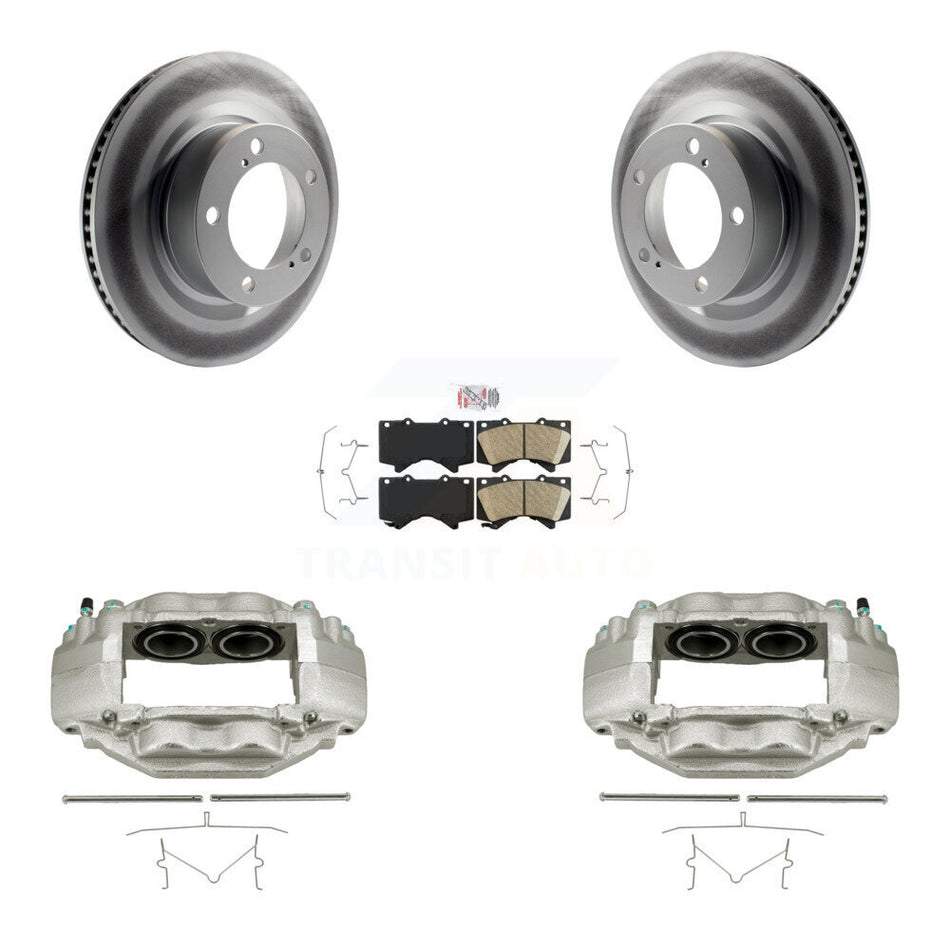 Front Disc Brake Caliper Coated Rotors And Ceramic Pads Kit For Toyota Tundra Sequoia KCG-100084N