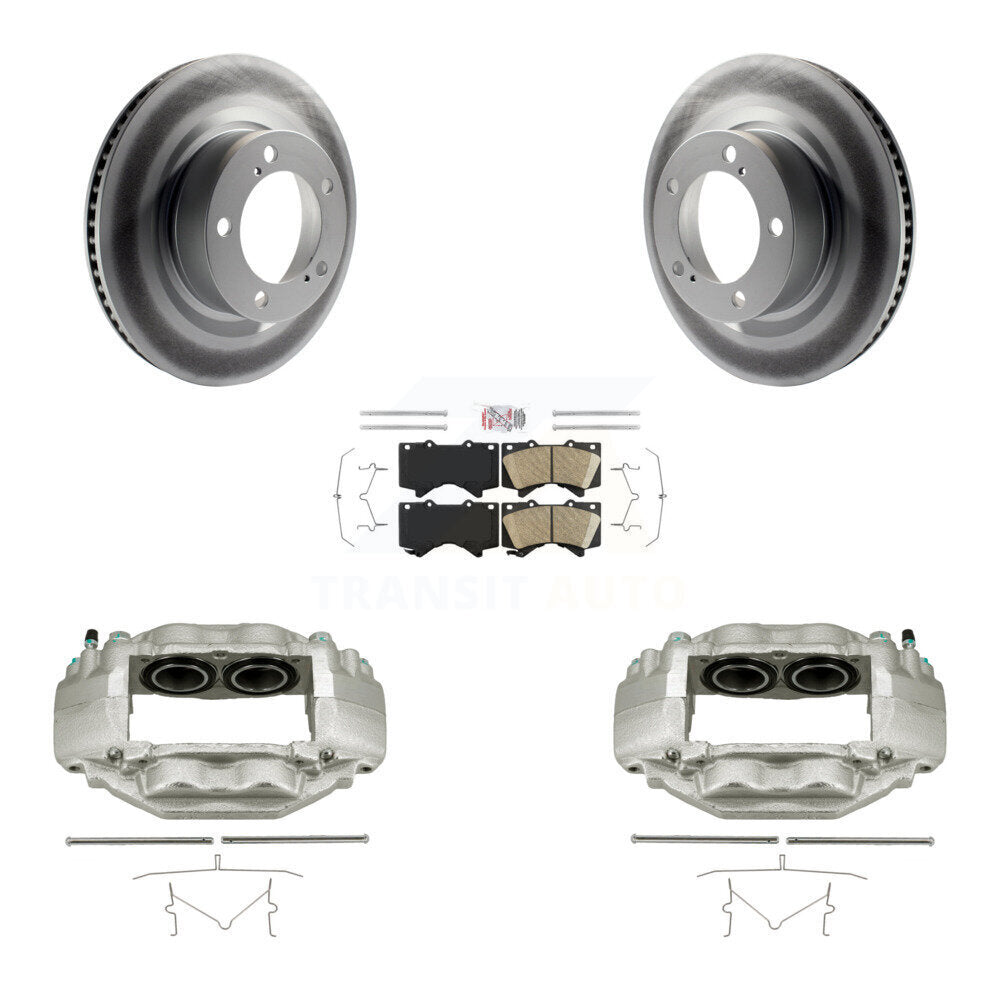 Front Disc Brake Caliper Coated Rotors And Ceramic Pads Kit For Toyota Tundra Sequoia KCG-100085N
