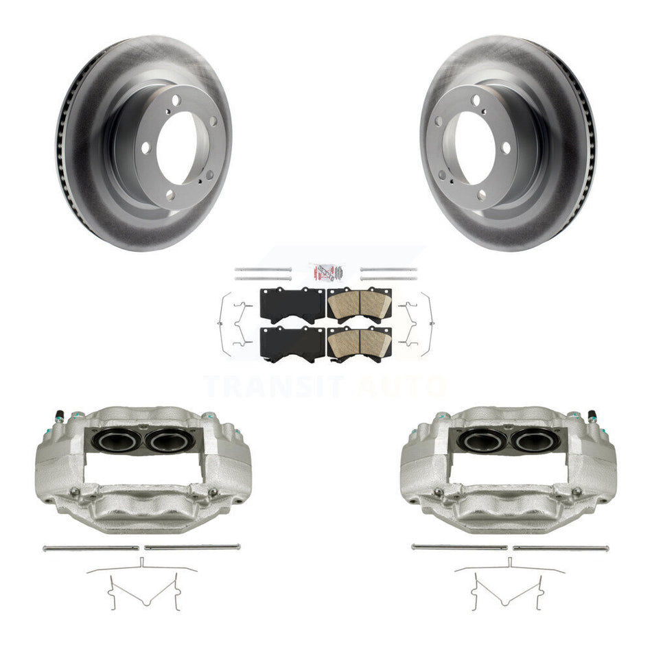 Front Disc Brake Caliper Coated Rotors And Ceramic Pads Kit For Toyota Tundra Sequoia KCG-100085N