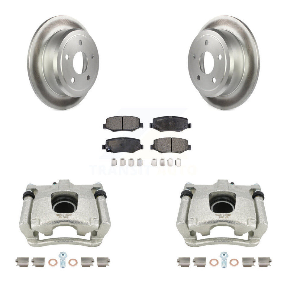 Rear Disc Brake Caliper Coated Rotors And Semi-Metallic Pads Kit For Jeep Wrangler JK KCG-100085P by Transit Auto