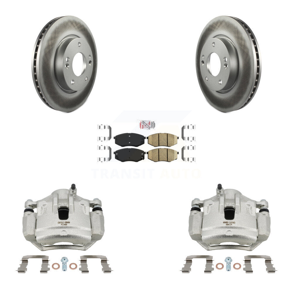 Front Disc Brake Caliper Coat Rotors Ceramic Pad Kit For Hyundai Tucson Kia Sportage FWD KCG-100086N