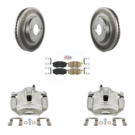 Front Disc Brake Caliper Coat Rotors Ceramic Pad Kit For Hyundai Tucson Kia Sportage FWD KCG-100086N