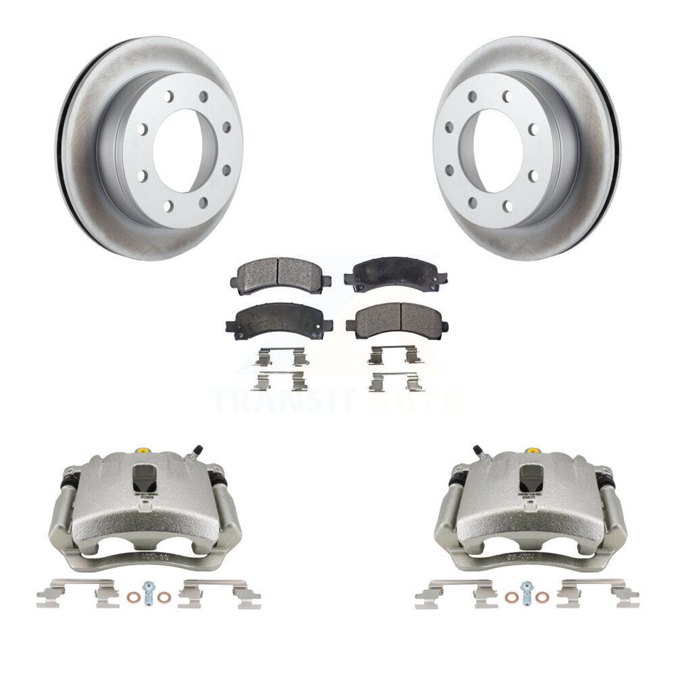 Rear Disc Brake Caliper Coated Rotors And Ceramic Pads Kit For Chevrolet Express 2500 3500 GMC Savana KCG-100086T