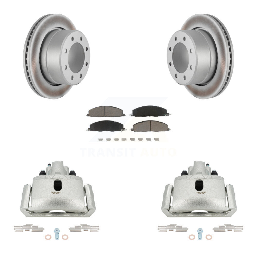 Rear Disc Brake Caliper Coat Rotor & Ceramic Pad Kit For 2012 Ram 1500 With 8 Lug Wheels KCG-100087C