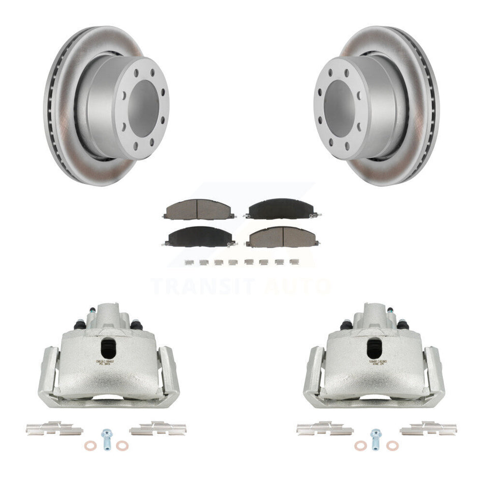 Rear Disc Brake Caliper Coat Rotor & Ceramic Pad Kit For 2012 Ram 1500 With 8 Lug Wheels KCG-100087C