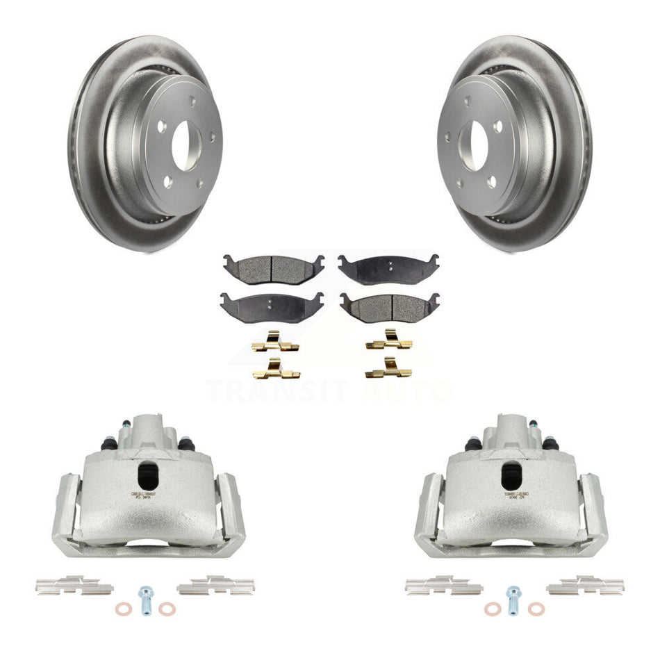 Rear Brake Caliper Coat Rotor & Semi-Metallic Pad Kit For Ram 1500 Classic Dodge Durango KCG-100087P