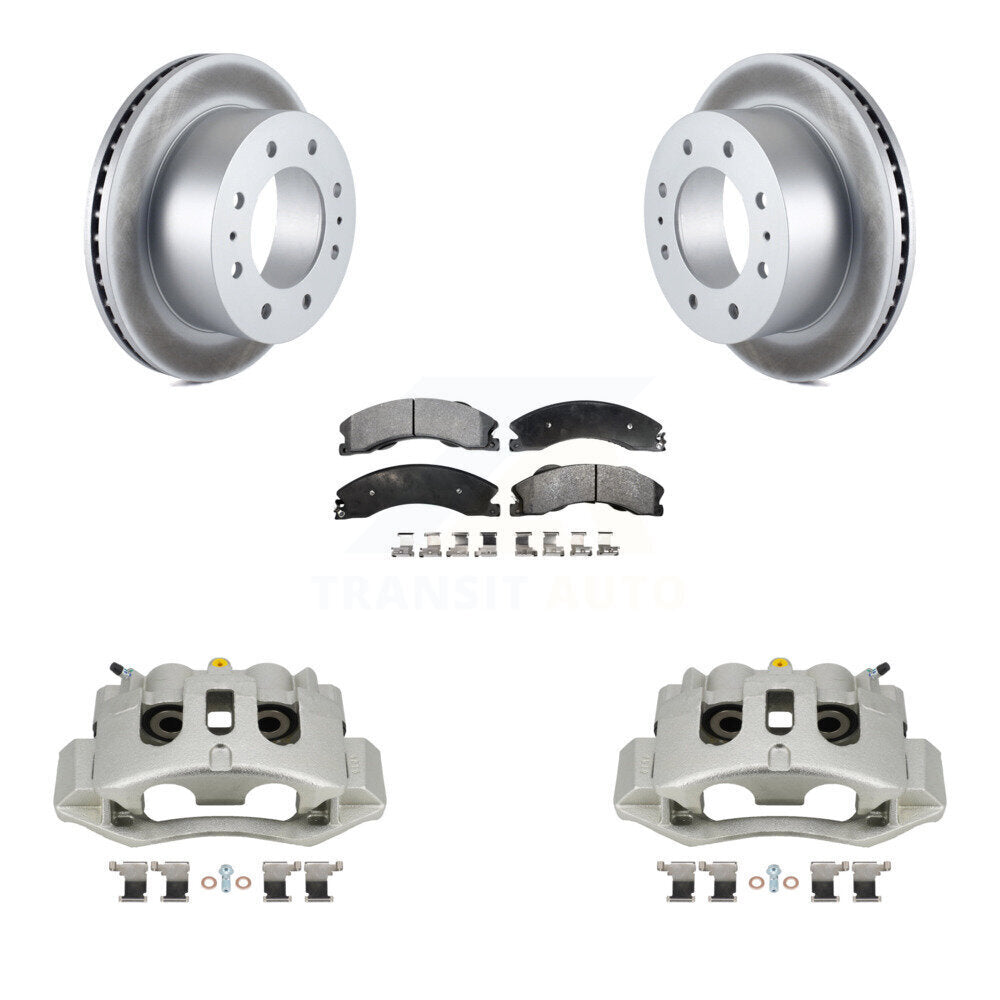 Rear Brake Caliper Coat Rotor Ceramic Pad Kit For GMC Chevrolet Sierra 2500 HD Silverado KCG-100088T