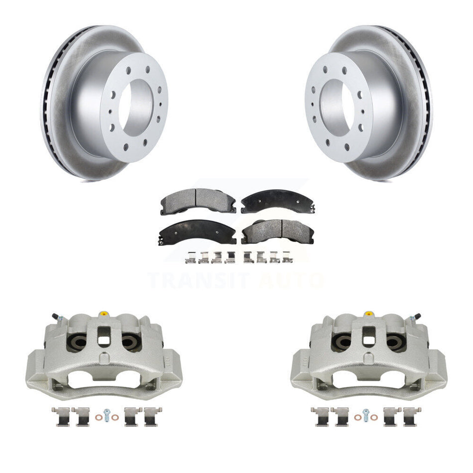Rear Brake Caliper Coat Rotor Ceramic Pad Kit For GMC Chevrolet Sierra 2500 HD Silverado KCG-100088T