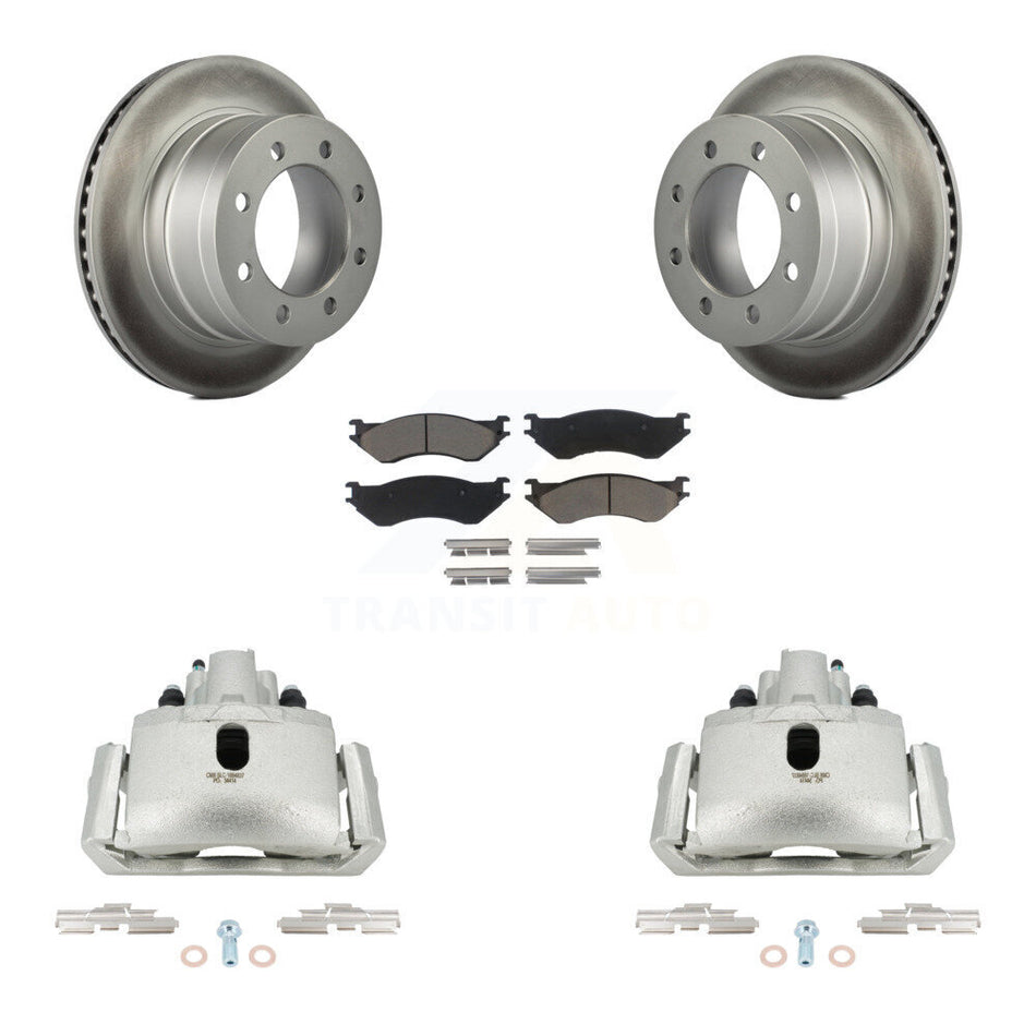 Rear Disc Brake Caliper Coat Rotors Ceramic Pad Kit For Dodge Ram 1500 With 8 Lug Wheels KCG-100089C