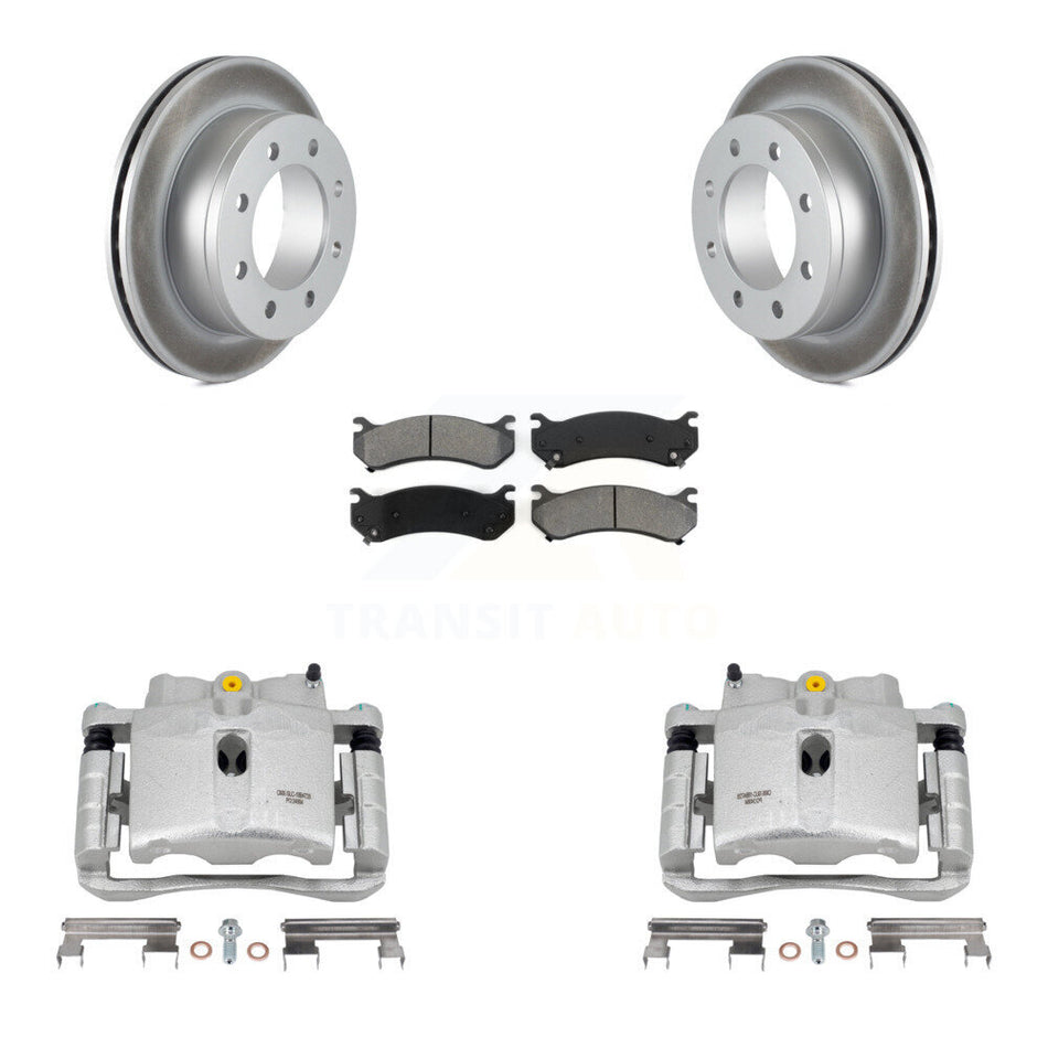 Rear Disc Brake Caliper Coated Rotors And Semi-Metallic Pads Kit For Chevrolet Silverado 2500 HD GMC Sierra 3500 Classic Suburban Yukon XL Avalanche KCG-100089S