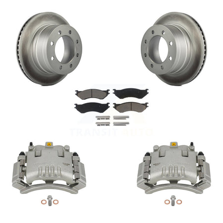 Rear Disc Brake Caliper Coated Rotors And Ceramic Pads Kit For Dodge Ram 3500 2500 1500 KCG-100090C