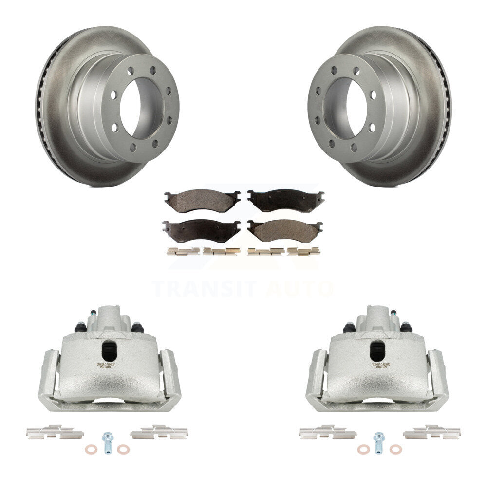 Rear Brake Caliper Coat Rotor Semi-Metallic Pad Kit For Dodge Ram 1500 With 8 Lug Wheels KCG-100090P