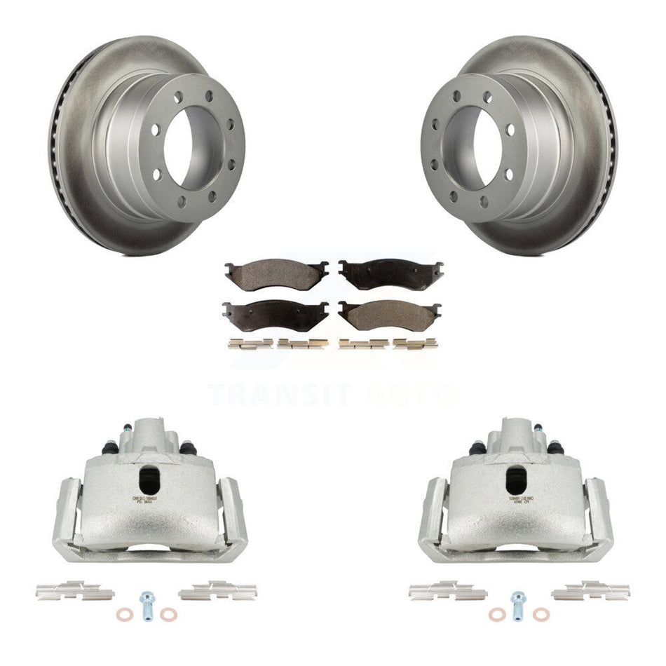 Rear Brake Caliper Coat Rotor Semi-Metallic Pad Kit For Dodge Ram 1500 With 8 Lug Wheels KCG-100090P