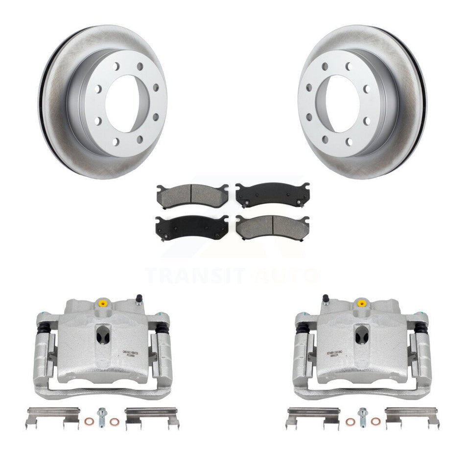 Rear Disc Brake Caliper Coated Rotors And Semi-Metallic Pads Kit For Chevrolet Silverado 2500 HD GMC Sierra Hummer H2 1500 Suburban Yukon XL Avalanche Classic KCG-100090S