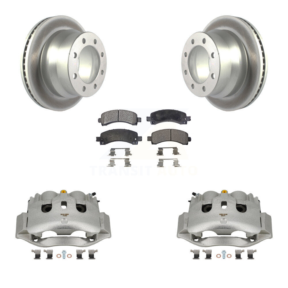 Rear Disc Brake Caliper Coated Rotors And Ceramic Pads Kit For Chevrolet Express 4500 KCG-100090T