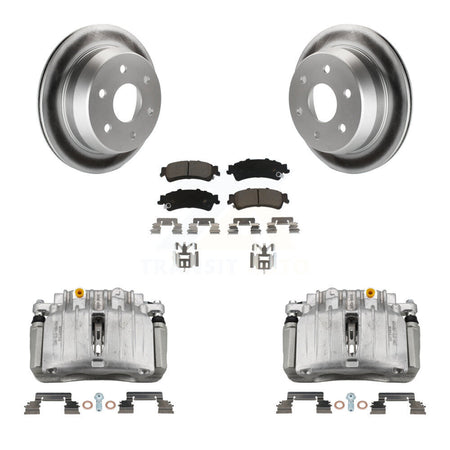 Rear Brake Caliper Coat Rotor & Ceramic Pad Kit For Chevrolet Silverado 1500 Classic GMC KCG-100091C