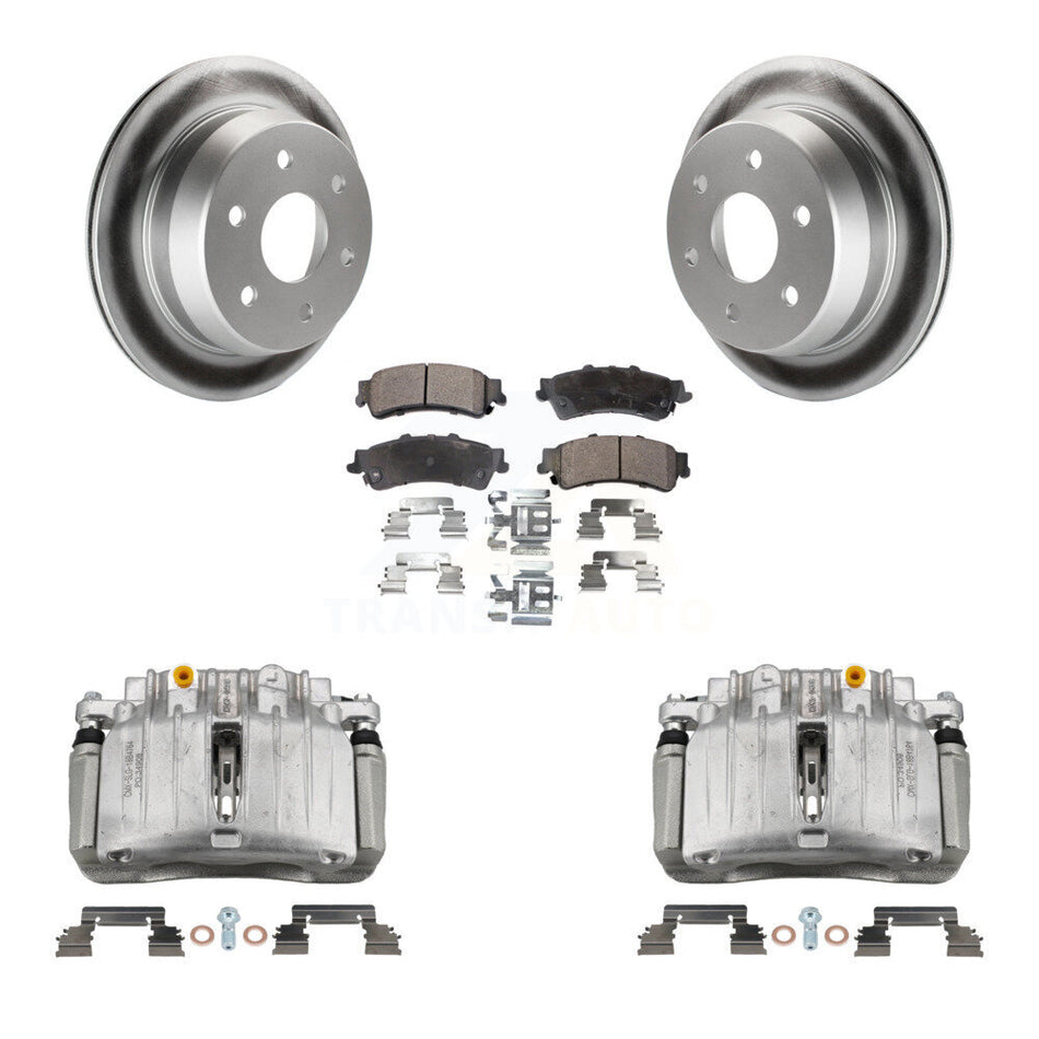 Rear Brake Caliper Coat Rotor Semi-Metallic Pad Kit For Chevrolet Silverado 1500 Classic KCG-100092P