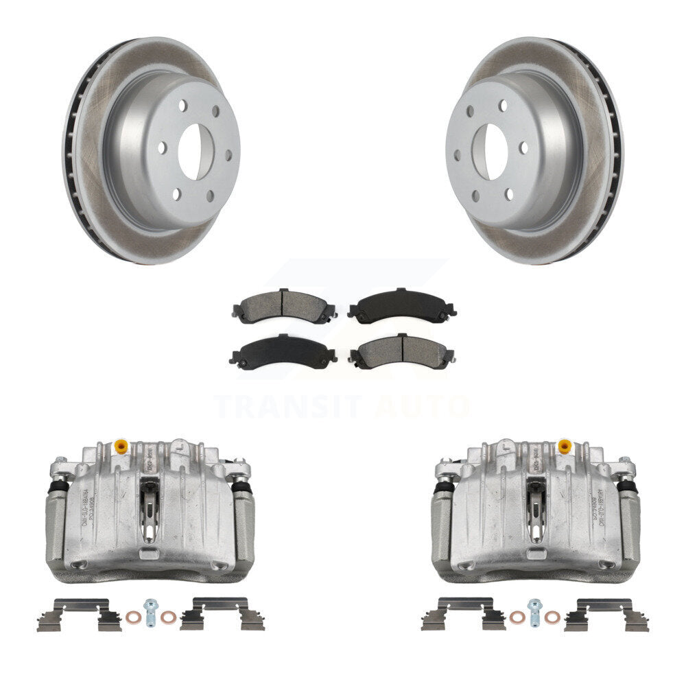 Rear Brake Caliper Coat Rotors Semi-Metallic Pad Kit For Chevrolet Silverado 1500 GMC XL KCG-100092S