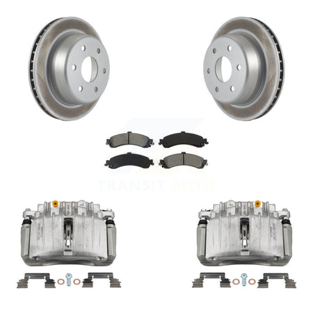 Rear Brake Caliper Coat Rotors Semi-Metallic Pad Kit For Chevrolet Silverado 1500 GMC XL KCG-100092S