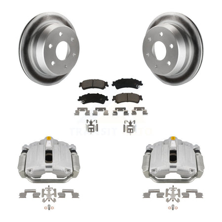 Rear Brake Caliper Coat Rotor Ceramic Pad Kit For Chevrolet GMC Silverado 1500 Sierra XL KCG-100093C