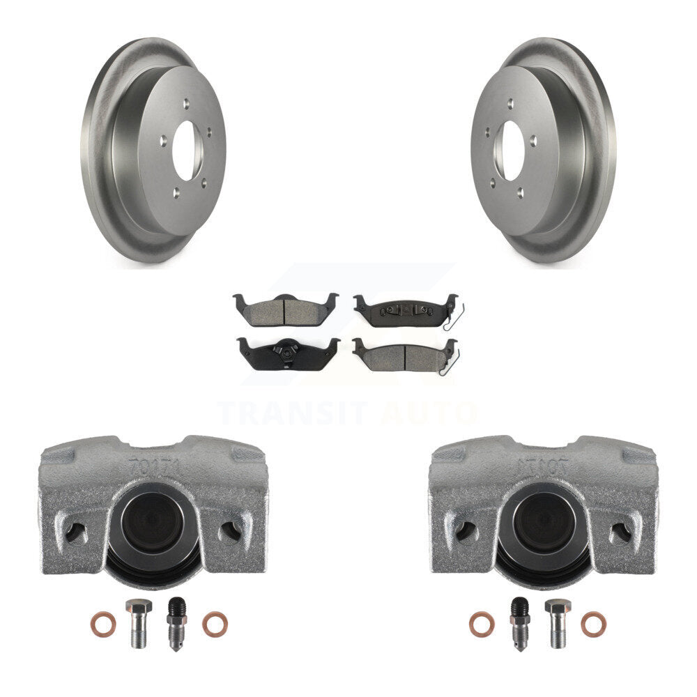 Rear Disc Brake Caliper Coated Rotors And Semi-Metallic Pads Kit For 2004 Ford F-150 With 5 Lug Wheels 11th Digit Of Vin Is C KCG-100093S by Transit Auto