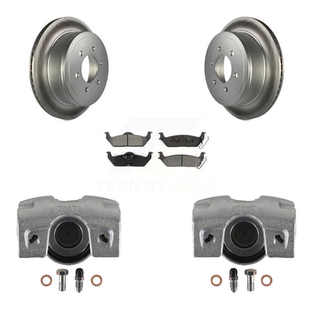 Rear Disc Brake Caliper Coated Rotors And Semi-Metallic Pads Kit For Ford F-150 Lincoln Mark LT KCG-100094S by Transit Auto