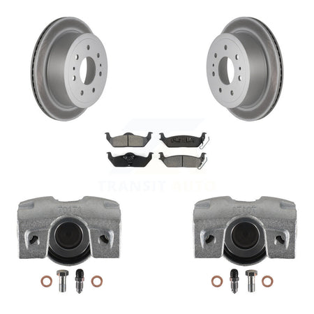 Rear Disc Brake Caliper Coated Rotors And Semi-Metallic Pads Kit For Ford F-150 Lincoln Mark LT KCG-100095S by Transit Auto