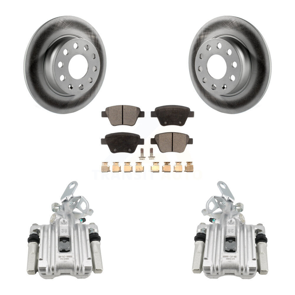 Rear Disc Brake Caliper Coat Rotors And Ceramic Pad Kit For Volkswagen Jetta Beetle Golf KCG-100096T