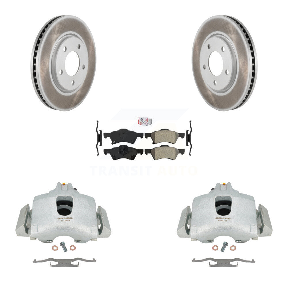 Front Disc Brake Caliper Coated Rotors And Semi-Metallic Pads Kit For Dodge Grand Caravan Chrysler Town & Country KCG-100097N by Transit Auto