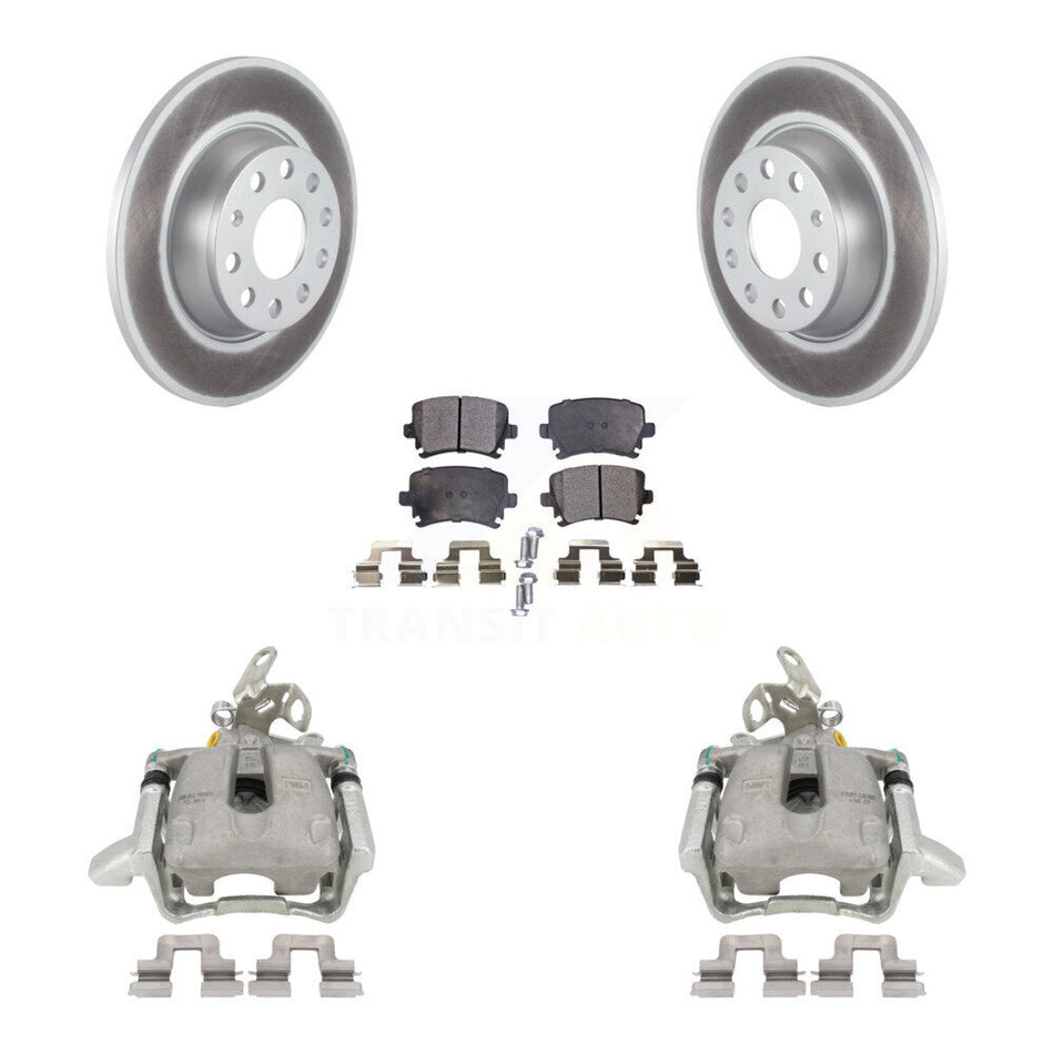 Rear Disc Brake Caliper Coated Rotors And Ceramic Pads Kit For Volkswagen Jetta GTI Audi A3 Quattro KCG-100098T