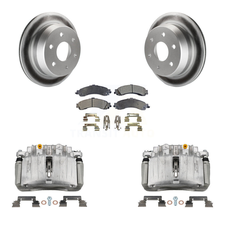 Rear Brake Caliper Coat Rotor Semi-Metallic Pad Kit For 2002 Chevrolet Suburban 1500 4WD KCG-100099P