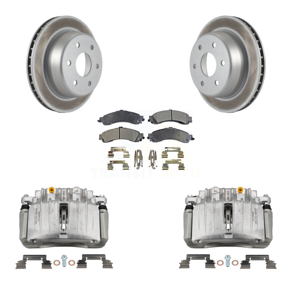 Rear Brake Caliper Coat Rotors Semi-Metallic Pad Kit For Chevrolet Silverado 1500 GMC XL KCG-100100P