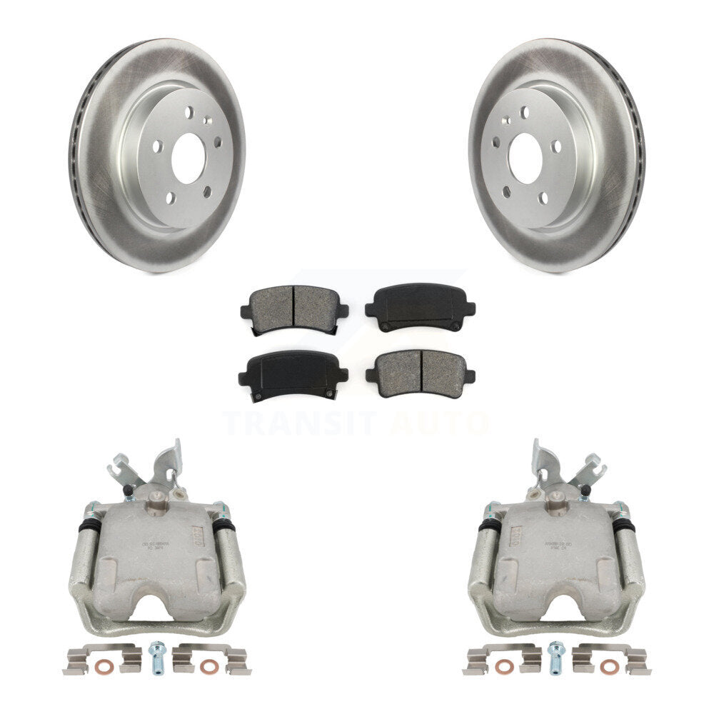 Rear Disc Brake Caliper Coated Rotors And Semi-Metallic Pads Kit For Chevrolet Impala Buick LaCrosse Malibu Regal Cadillac XTS KCG-100100S by Transit Auto